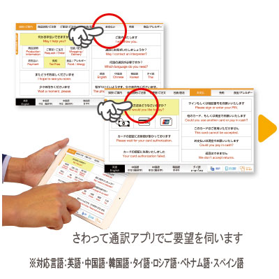 さわって通訳アプリでご要望を伺います